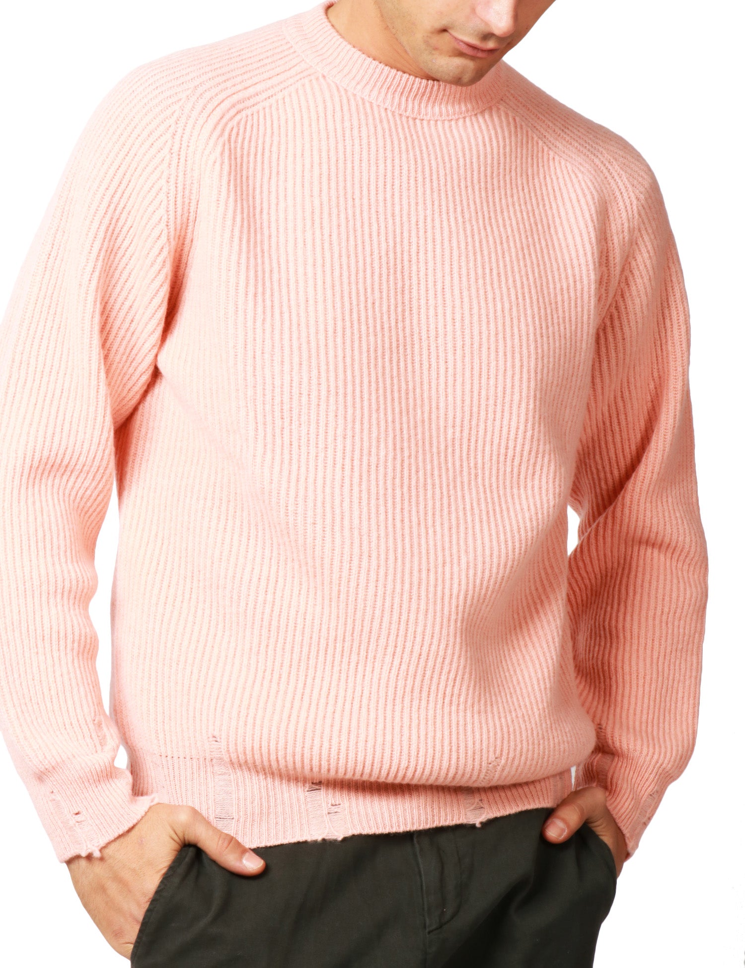 MAGLIA UOMO ATOMOFACTORY PESCA GIROCOLLO IN MISTO LANA E CASHMERE CON LAVORAZIONE A COSTA INGLESE