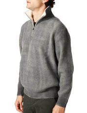 MAGLIONE UOMO ATOMOFACTORY NERO CON EFFETTO SBIADITO COLLO ALTO E ZIP IN MISTO LANA