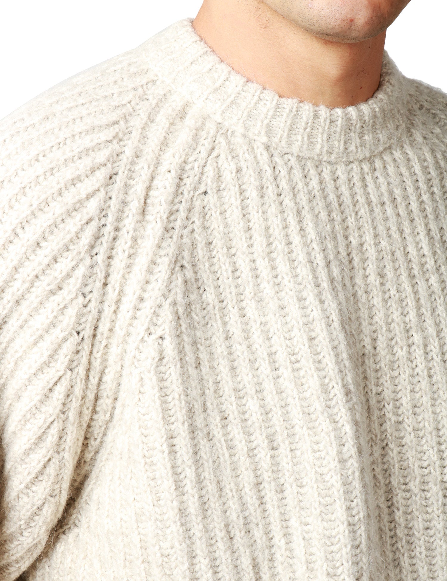 MAGLIONE UOMO ATOMOFACTORY NOCCIOLA GIROCOLLO IN COTONE E LANA ALPACA CON LAVORAZIONE A COSTA INGLESE