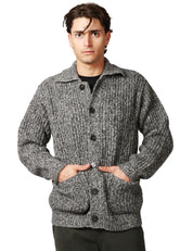 CARDIGAN UOMO ATOMOFACTORY ANTRACITE CON COLLETTO, BOTTONI E TASCHE IN MAGLIA DI LANA A COSTA INGLESE