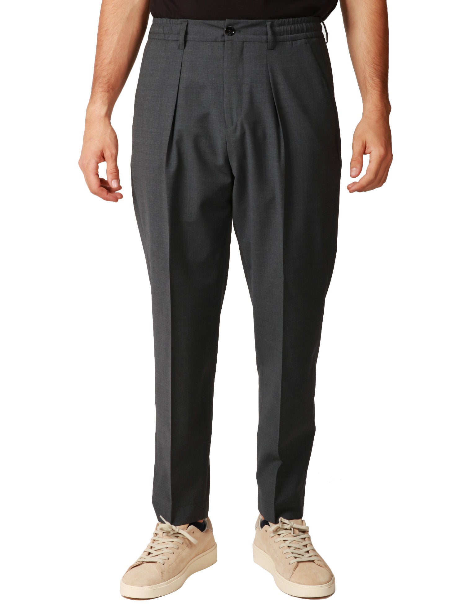 PANTALONE UOMO BEABLE DOMINIQUE GRIGIO A GAMBA DRITTA CON PENCE SINGOLA DAVANTI
