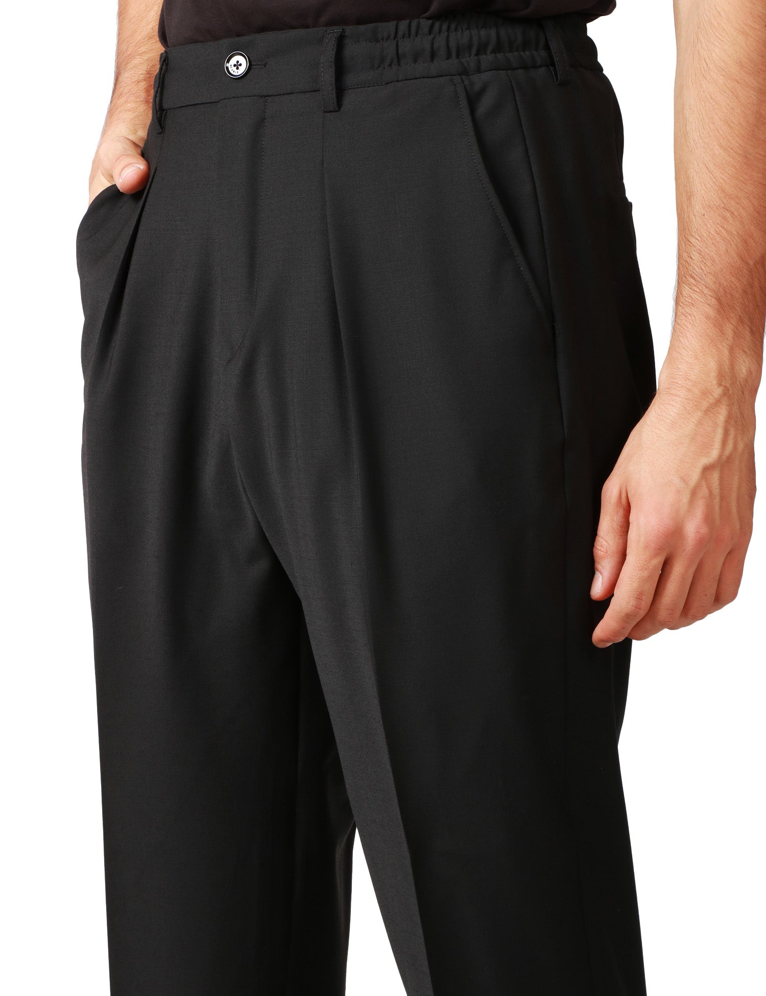 PANTALONE UOMO BEABLE DOMINIQUE NERO A GAMBA DRITTA CON TASCA AMERICA E PENCE SINGOLA