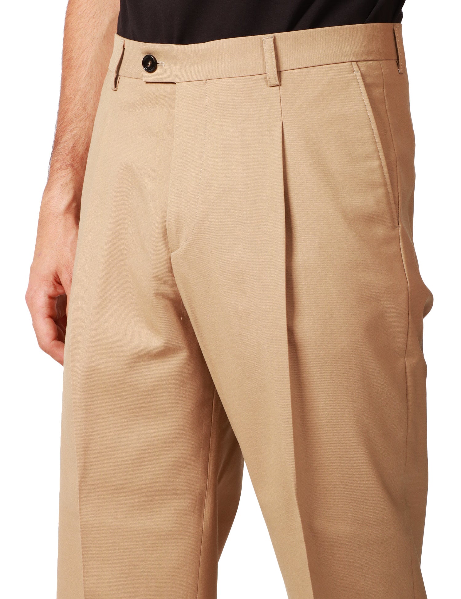 PANTALONE UOMO BEABLE SANDY BEIGE A GAMBA DRITTA CON PENCE SINGOLA DAVANTI