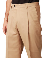PANTALONE UOMO BEABLE SANDY BEIGE A GAMBA DRITTA CON PENCE SINGOLA DAVANTI