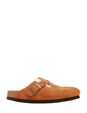 CIABATTA DONNA BIRKENSTOCK BOSTON SHEARLING MINK ON TOMAIA IN PELLE SCAMOSCIATA E PELLICCIA DI AGNELLO