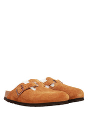 CIABATTA DONNA BIRKENSTOCK BOSTON SHEARLING MINK ON TOMAIA IN PELLE SCAMOSCIATA E PELLICCIA DI AGNELLO