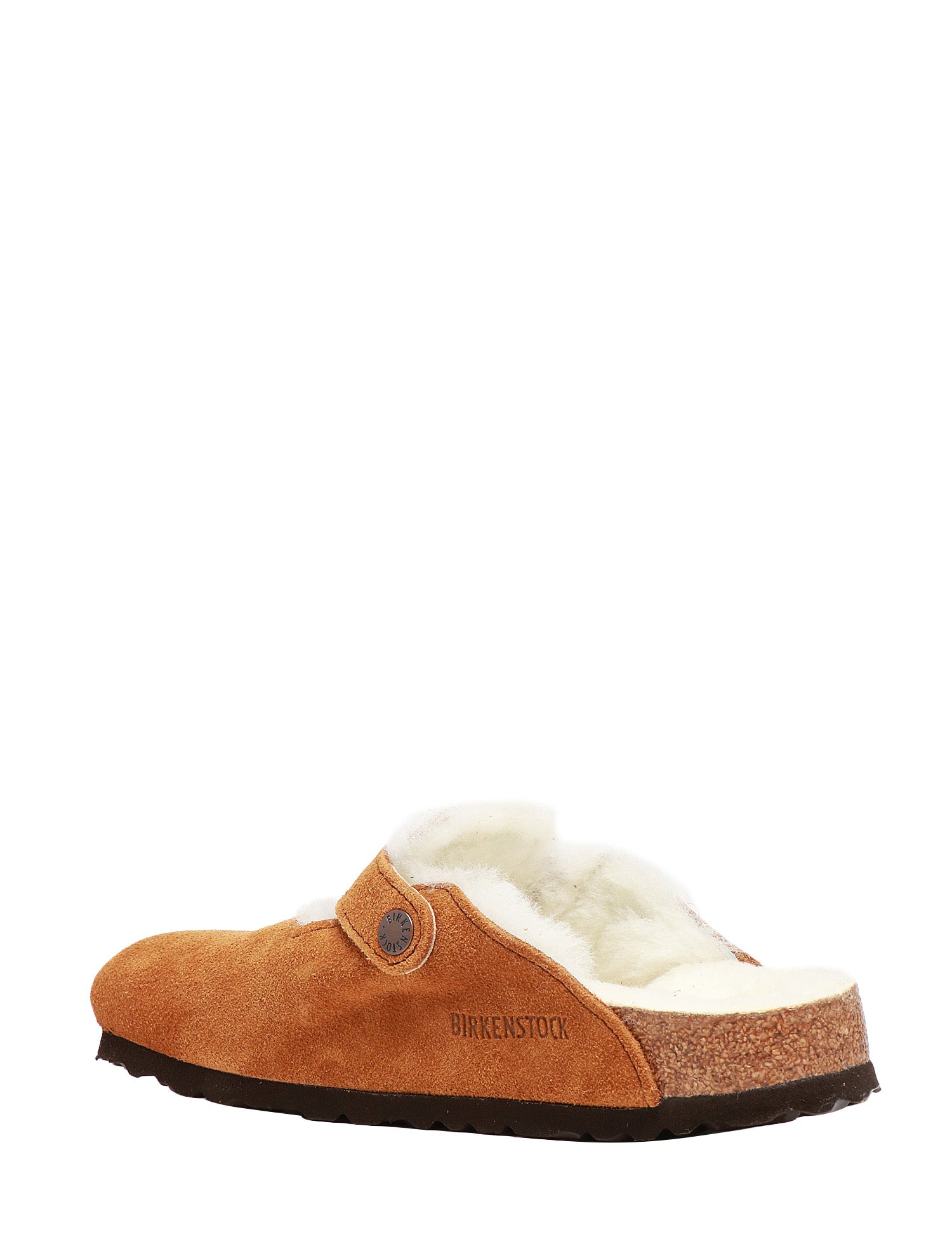 CIABATTA DONNA BIRKENSTOCK BOSTON SHEARLING MINK ON TOMAIA IN PELLE SCAMOSCIATA E PELLICCIA DI AGNELLO