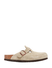 CIABATTA BIRKENSTOK BOSTON TAUPE CON TOMAIA IN PELLE SCAMOSCIATA E PLANTARE IN SUGHERO E LATTICE