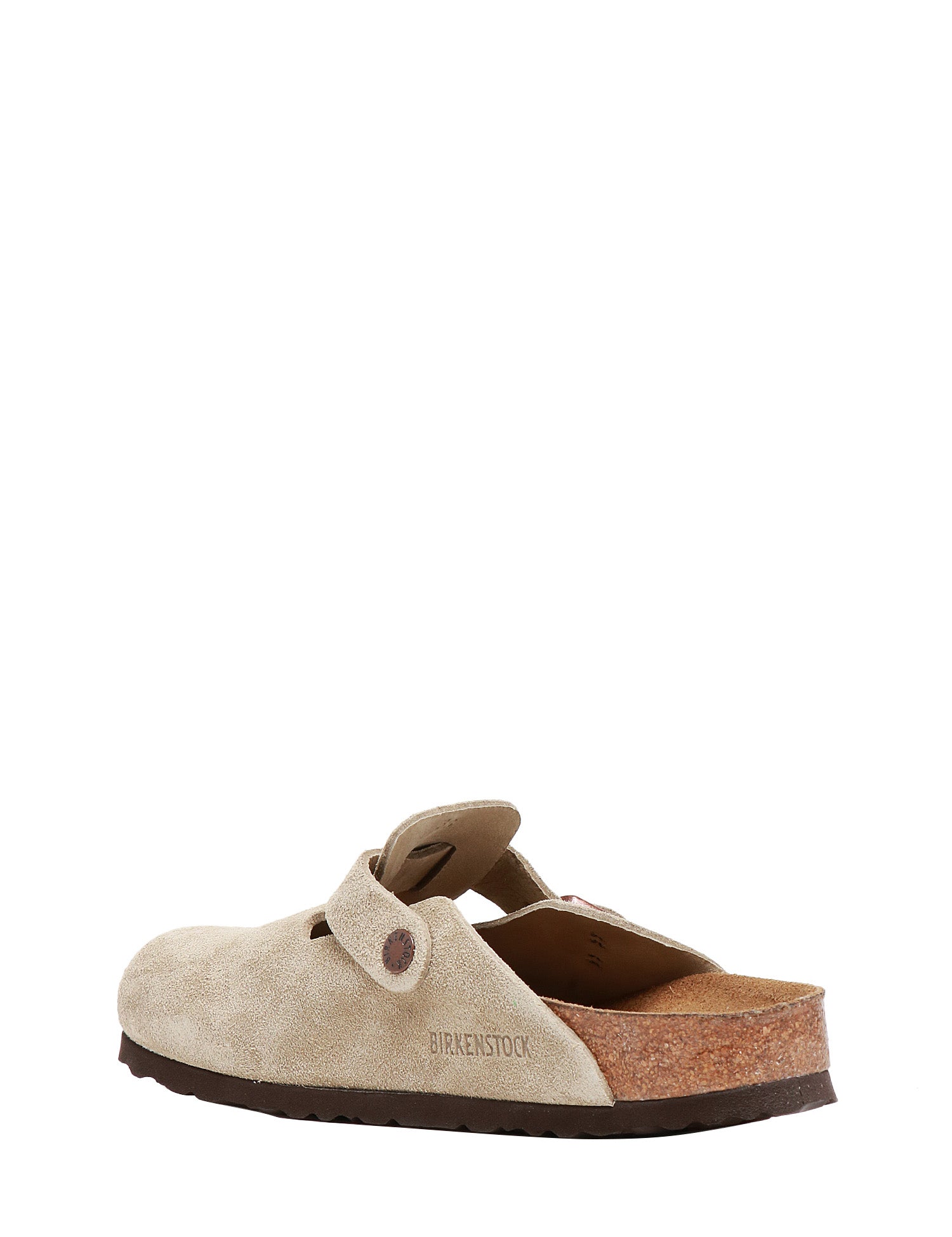 CIABATTA BIRKENSTOK BOSTON TAUPE CON TOMAIA IN PELLE SCAMOSCIATA E PLANTARE IN SUGHERO E LATTICE