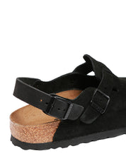 CIABATTA BIRKENSTOCK TOKIO NERA IN PELLE SCAMOSCIATA CON CINTURINO PER IL TALLONE
