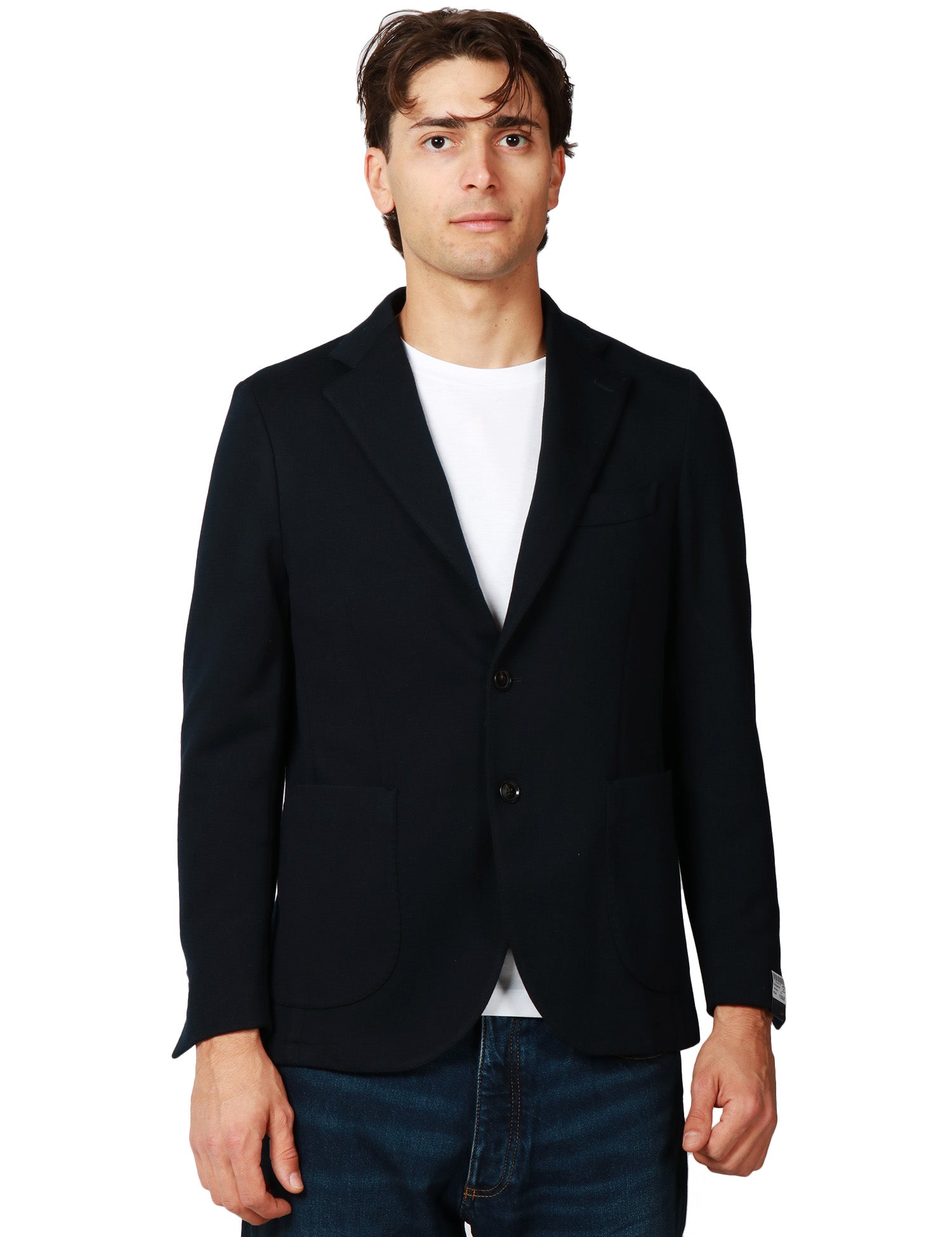 GIACCA UOMO BOLLANI FREEDOM BLU MONOPETTO CON TASCHE A TOPPA DAVANTI