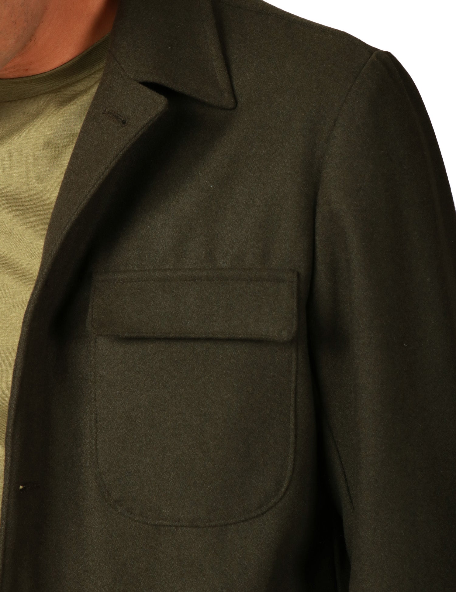 GIACCA UOMO BOLLANI MILITARE IN MISTO LANA CON COLLO REVER E TASCHE A TOPPA DAVANTI