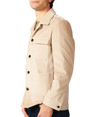 GIACCA UOMO BOLLANI BEIGE IN VELLUTO A COSTINE CON COLLETTO REVER E TASCHE A TOPPA