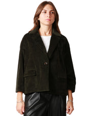 GIACCA CABAN DONNA CIRCOLO VERDE FORESTA MONOPETTO IN VELLUTO CON MANICA 7/8