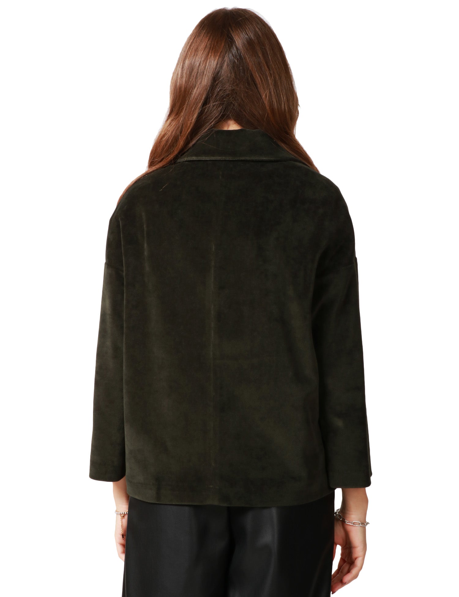 GIACCA CABAN DONNA CIRCOLO VERDE FORESTA MONOPETTO IN VELLUTO CON MANICA 7/8
