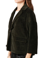 GIACCA CABAN DONNA CIRCOLO VERDE FORESTA MONOPETTO IN VELLUTO CON MANICA 7/8