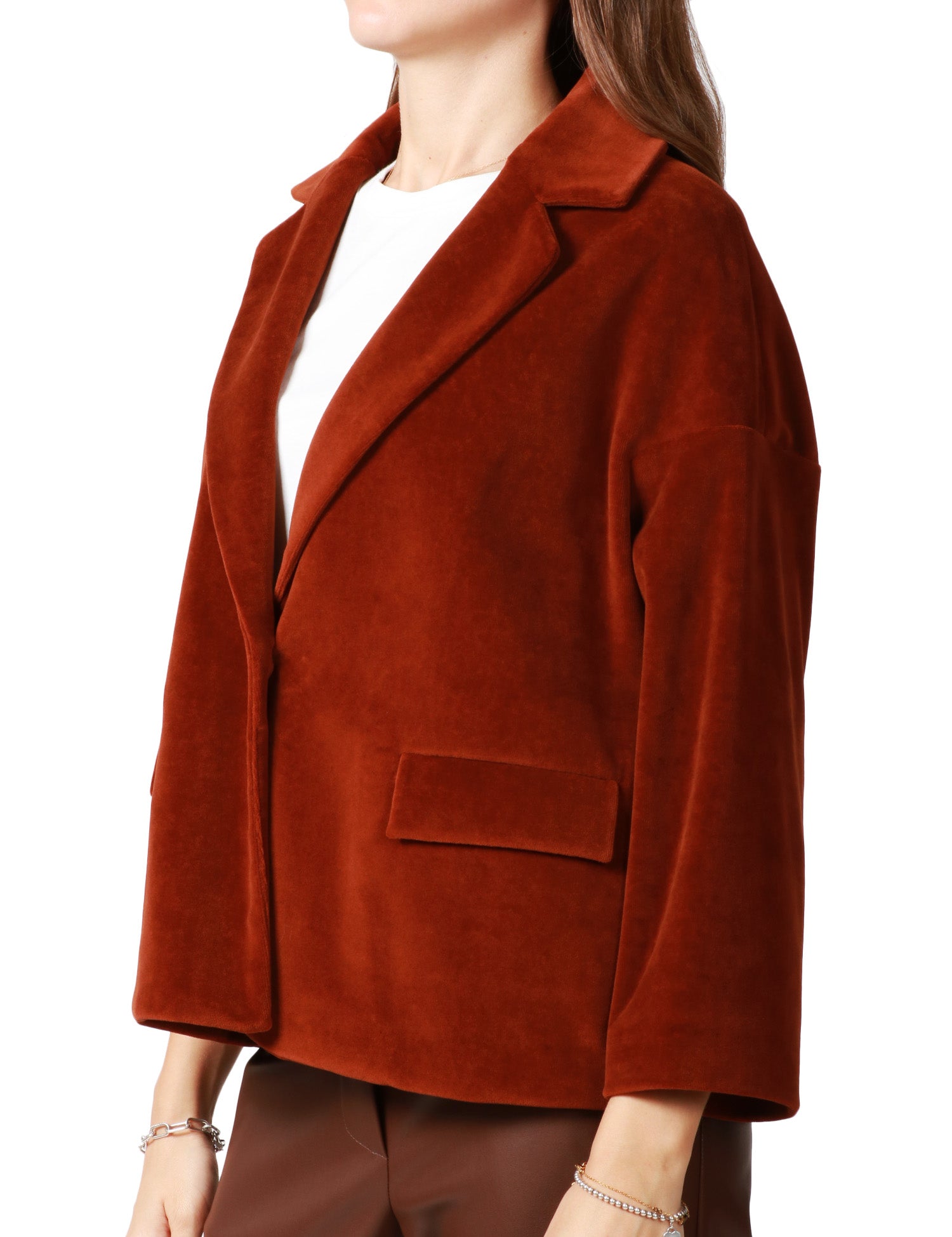 GIACCA CABAN DONNA CIRCOLO AUTUMN MONOPETTO IN VELLUTO LISCIO CON MANICA 7/8