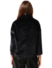 GIACCA CABAN DONNA CIRCOLO BLU SCURO IN VELLUTO FANTASIA PAISLEY CON MANICA 7/8