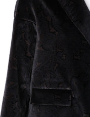 GIACCA CABAN DONNA CIRCOLO BLU SCURO IN VELLUTO FANTASIA PAISLEY CON MANICA 7/8