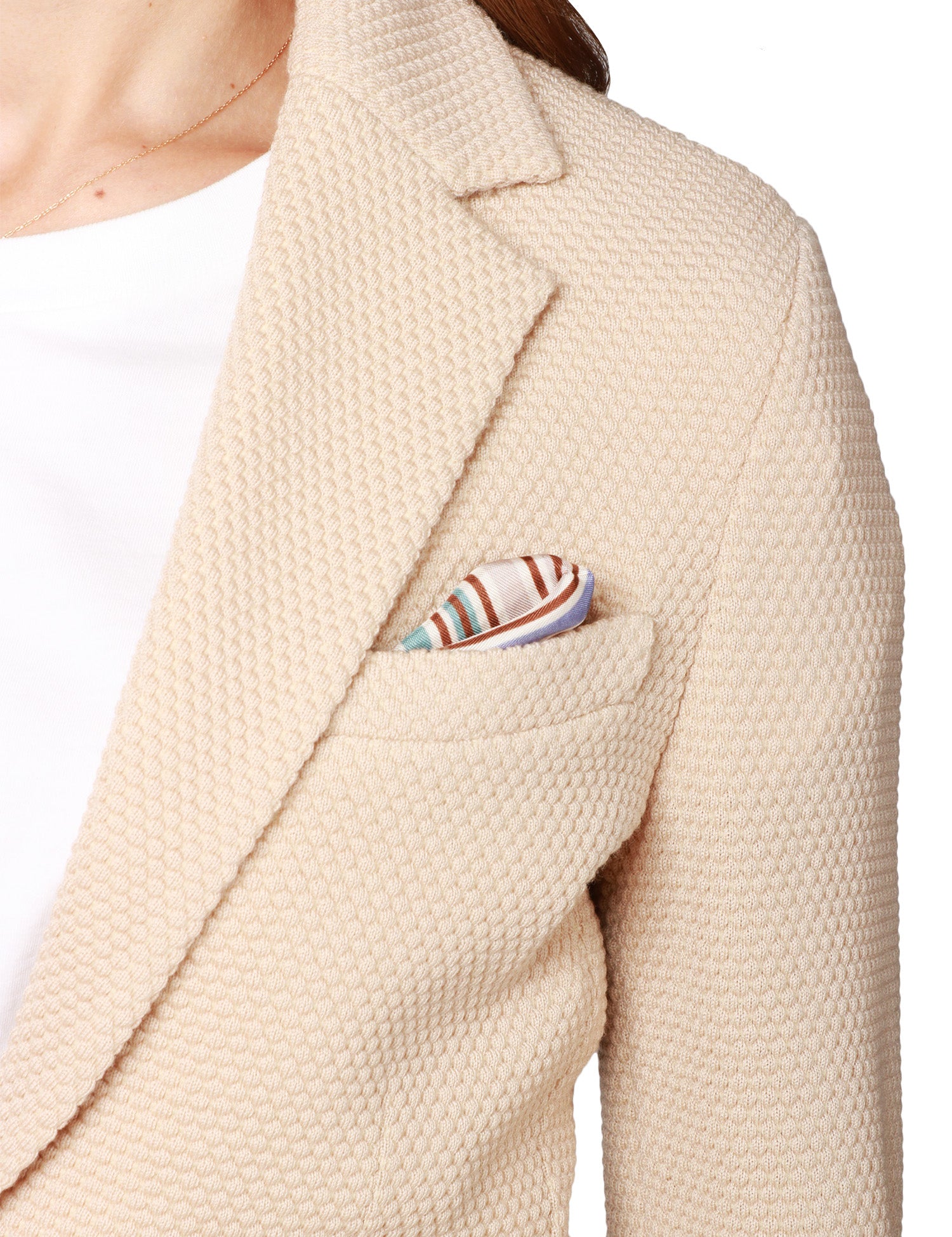 GIACCA DONNA CIRCOLO CORDA MONOPETTO LINEA LONG SLIM CON TRAMA A NIDO D'APE