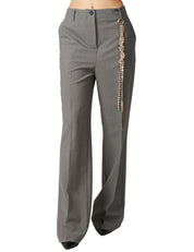 PANTALONE DONNA CIRCUS HOTEL FUMO IN FRESCO LANA A GAMBA DRITTA CON DETTAGLIO GIOIELLO