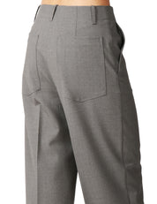 PANTALONE DONNA CIRCUS HOTEL FUMO IN FRESCO LANA A GAMBA DRITTA CON DETTAGLIO GIOIELLO