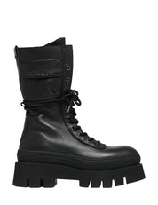 STIVALE DONNA COPENHAGEN NERO IN PELLE NABUK CON LACCI E SUOLA SPESSA DENTELLATA