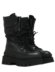 STIVALE DONNA COPENHAGEN NERO IN PELLE NABUK CON LACCI E SUOLA SPESSA DENTELLATA