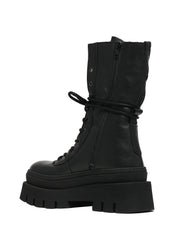 STIVALE DONNA COPENHAGEN NERO IN PELLE NABUK CON LACCI E SUOLA SPESSA DENTELLATA