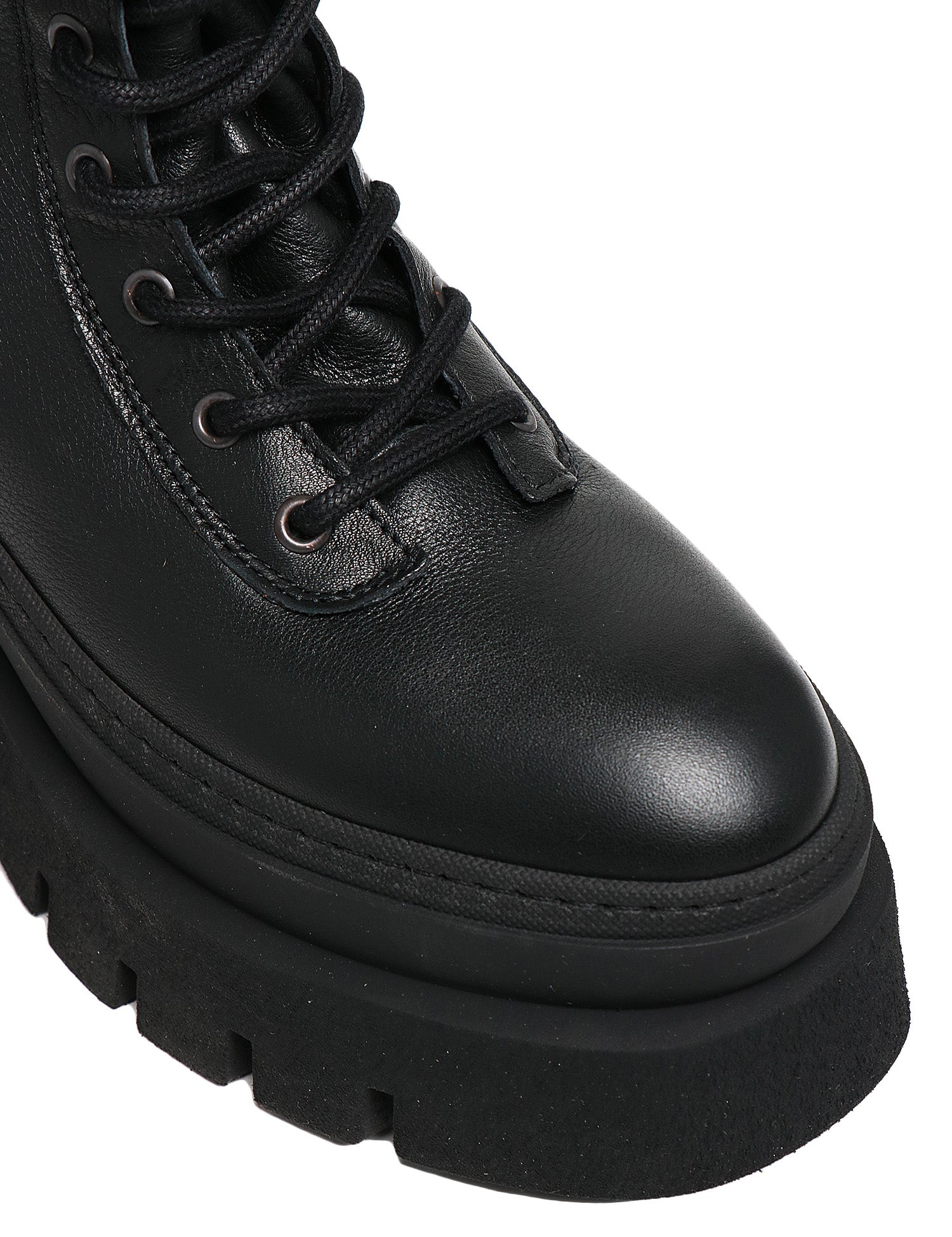 STIVALE DONNA COPENHAGEN NERO IN PELLE NABUK CON LACCI E SUOLA SPESSA DENTELLATA