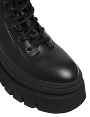 STIVALE DONNA COPENHAGEN NERO IN PELLE NABUK CON LACCI E SUOLA SPESSA DENTELLATA