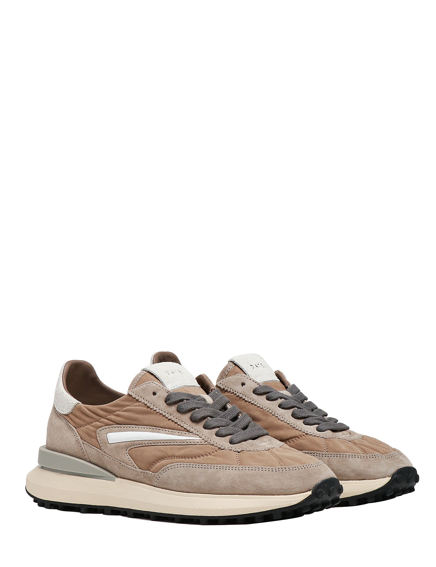 SCARPA UOMO D.A.T.E. ATHLETA TOUCH TAUPE IN NYLON E SUEDE CON SUOLA IN SOMMA