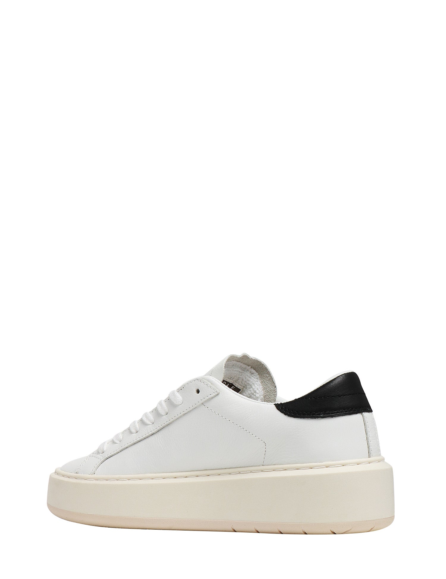 SCARPA DONNA D.A.T.E. HILL PLATFORM BIANCO/NERO IN PELLE MARTELLATA E SUOLA IN GOMMA