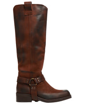 STIVALE DONNA DIVINE FOLLIE TESTA DI MORO IN PELLE CON CAVIGLIERA