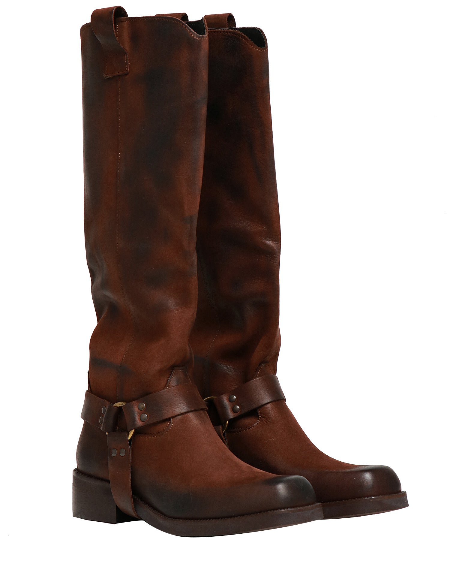 STIVALE DONNA DIVINE FOLLIE TESTA DI MORO IN PELLE CON CAVIGLIERA