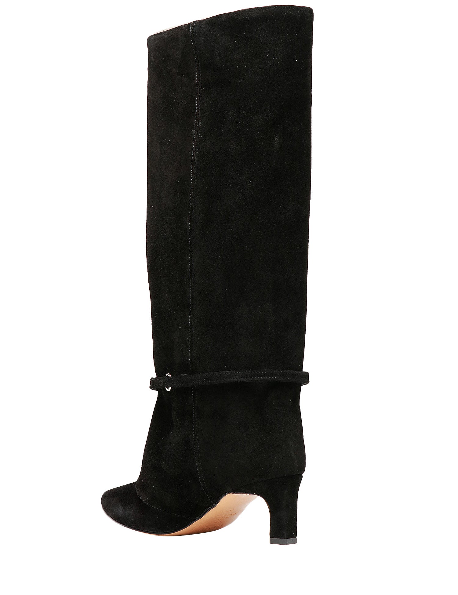 STIVALE DONNA DIVINE FOLLIE CROSTA NERO IN PELLE SCAMOCIATA CON RISVOLTO E PICCOLO CINTURINO