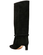 STIVALE DONNA DIVINE FOLLIE CROSTA NERO IN PELLE SCAMOCIATA CON RISVOLTO E PICCOLO CINTURINO