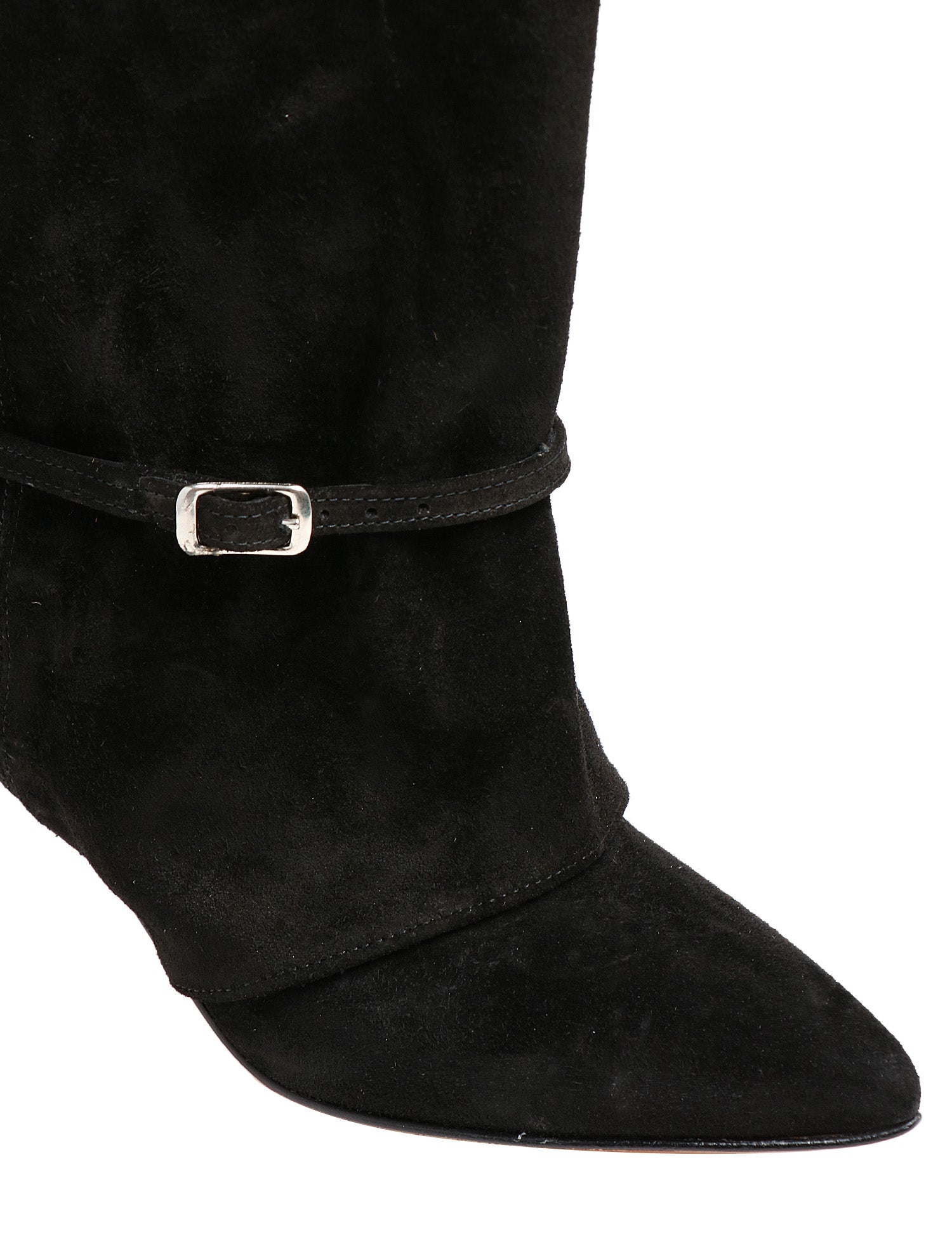 STIVALE DONNA DIVINE FOLLIE CROSTA NERO IN PELLE SCAMOCIATA CON RISVOLTO E PICCOLO CINTURINO