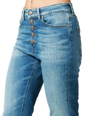 JEANS DONNA DONDUP KOONS INCHES DENIM MEDIO CINQUE TASCHE CON BOTTONIERA GIOIELLO