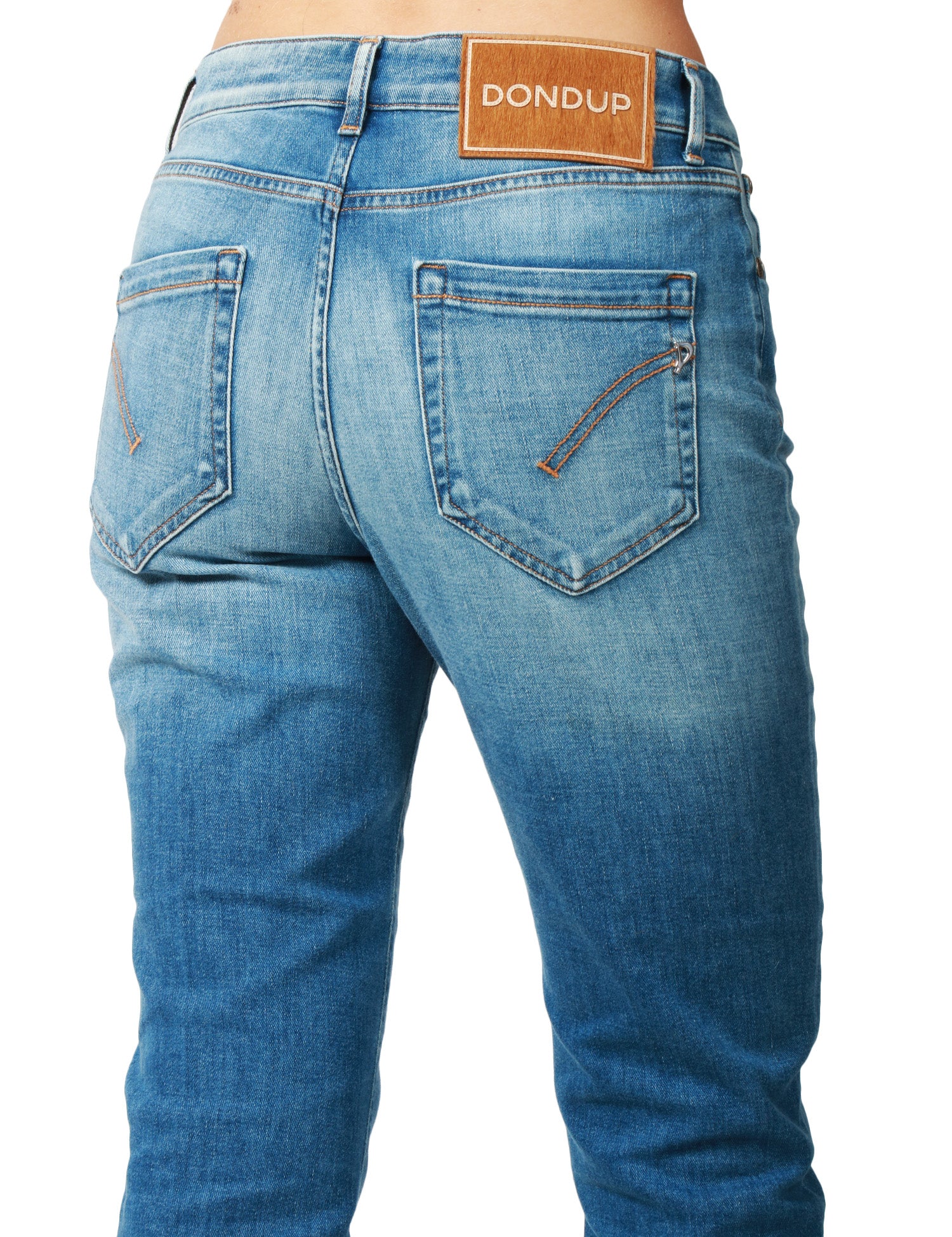 JEANS DONNA DONDUP KOONS INCHES DENIM MEDIO CINQUE TASCHE CON BOTTONIERA GIOIELLO