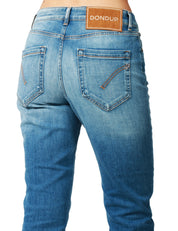 JEANS DONNA DONDUP KOONS INCHES DENIM MEDIO CINQUE TASCHE CON BOTTONIERA GIOIELLO