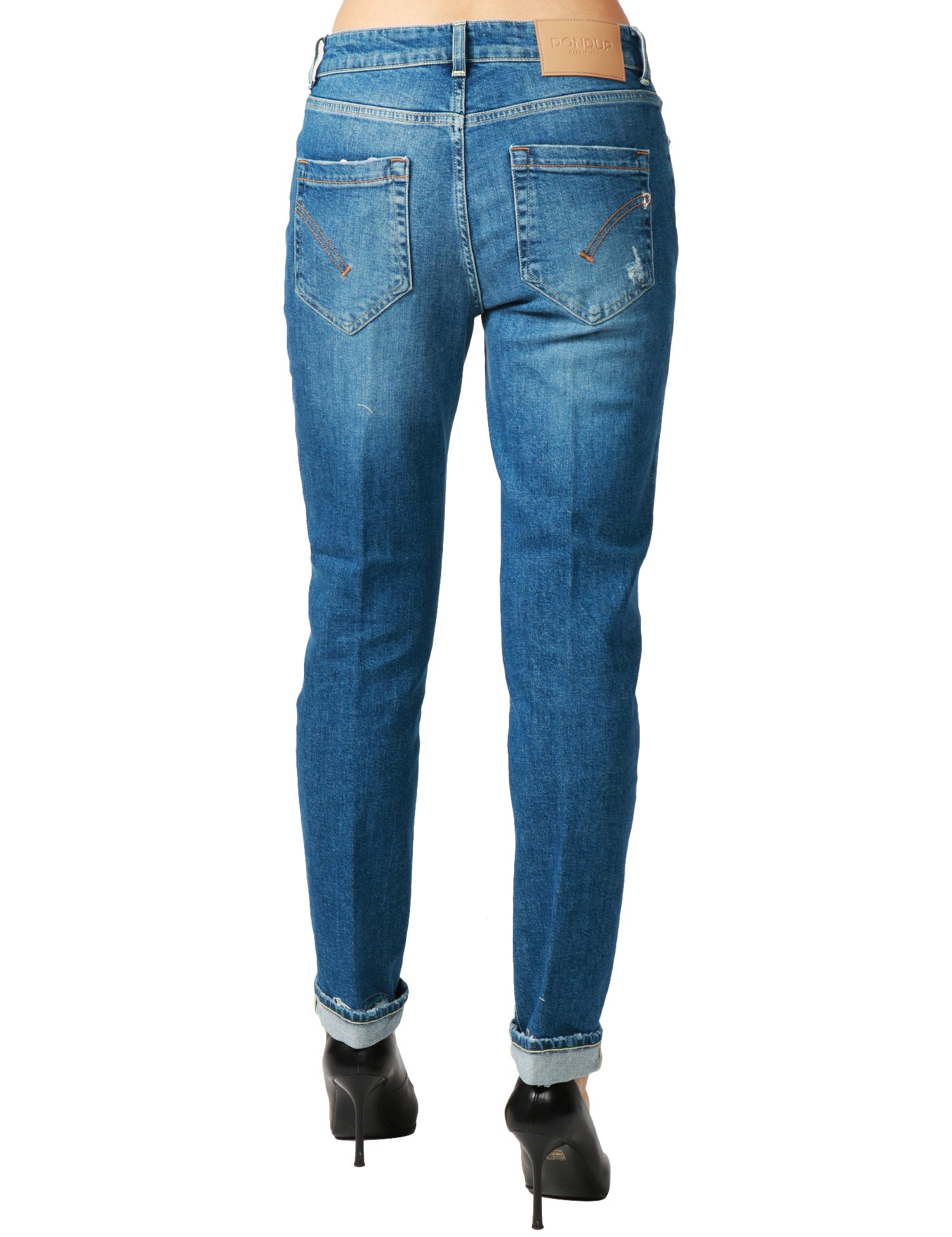 JEANS DONNA DONDUP KOONS INCHES DENIM MEDIO CON BOTTONIERA GIOIELLO E RAMMENDI