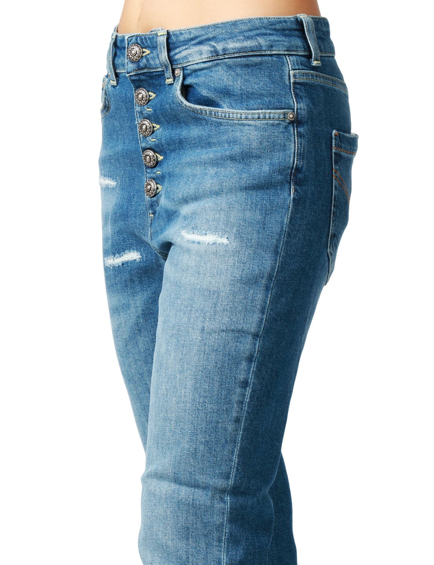 JEANS DONNA DONDUP KOONS INCHES DENIM MEDIO CON BOTTONIERA GIOIELLO E RAMMENDI