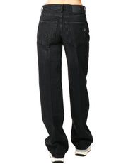 JEANS DONNA DONDUP JACKLYN BLACK DENIM CON GAMBA A PALAZZO E BOTTONIERA GIOIELLO