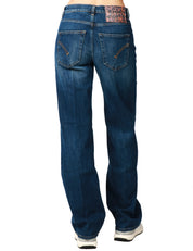 JEANS DONNA DONDUP JACKLYN LAVAGGIO SCURO CON GAMBA A PALAZZO E BOTTONIERA GIOIELLO