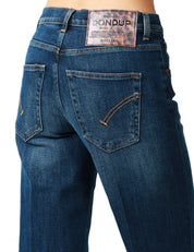 JEANS DONNA DONDUP JACKLYN LAVAGGIO SCURO CON GAMBA A PALAZZO E BOTTONIERA GIOIELLO