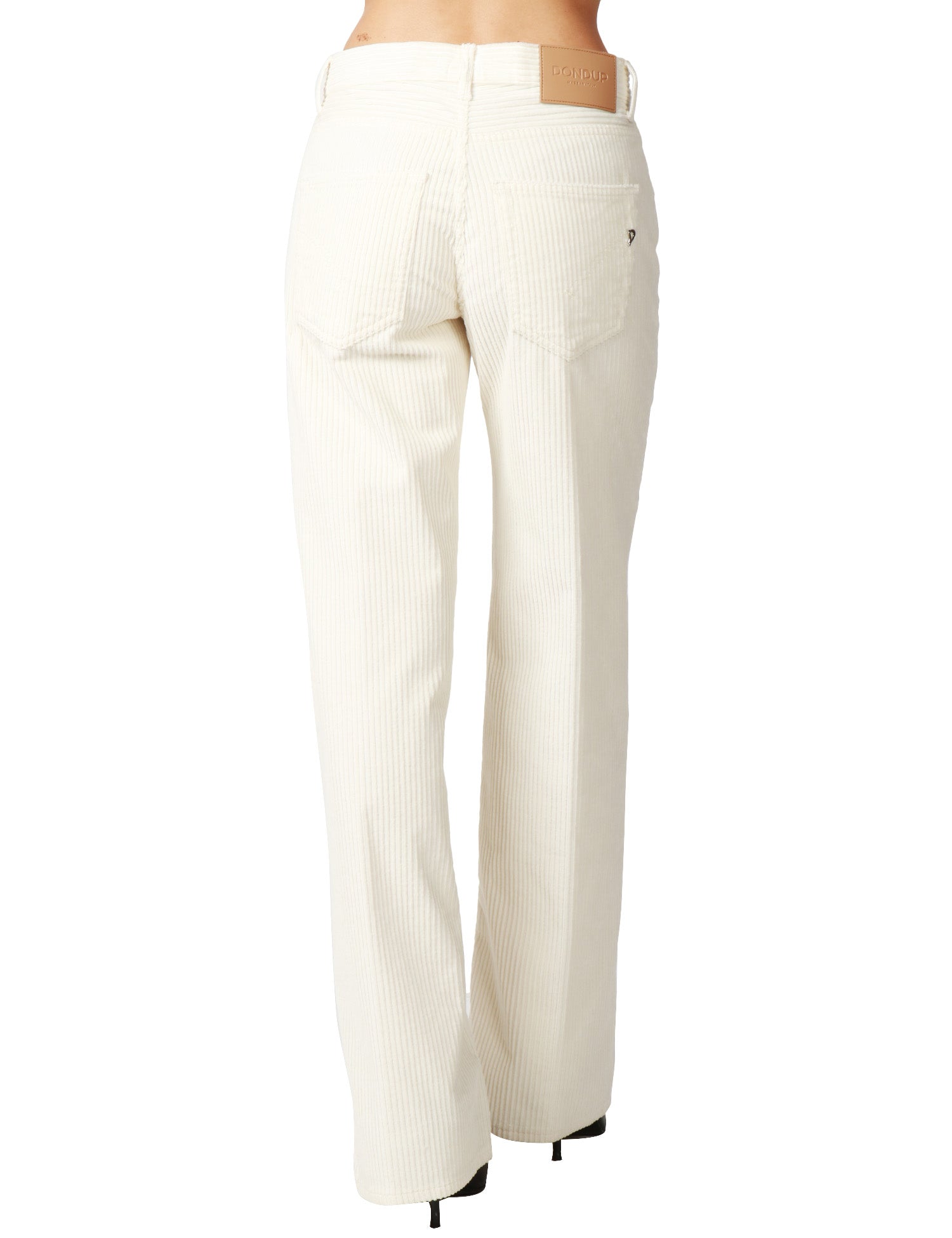 PANTALONE DONNA DONDUP JACLYN PANNA WIDE LEG IN VELLUTO CON BOTTONI GIOIELLO