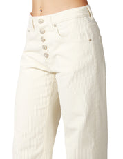 PANTALONE DONNA DONDUP JACLYN PANNA WIDE LEG IN VELLUTO CON BOTTONI GIOIELLO