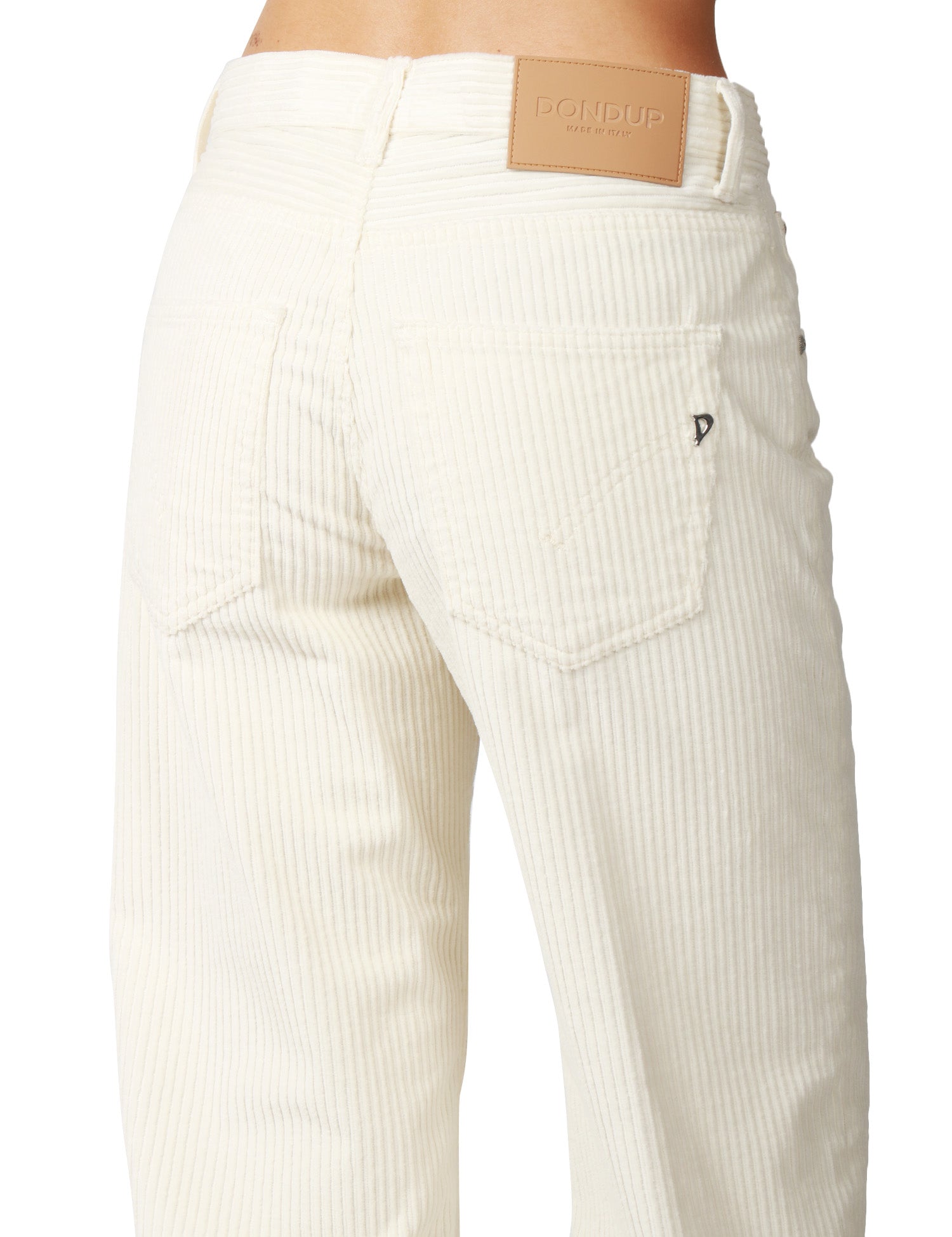 PANTALONE DONNA DONDUP JACLYN PANNA WIDE LEG IN VELLUTO CON BOTTONI GIOIELLO