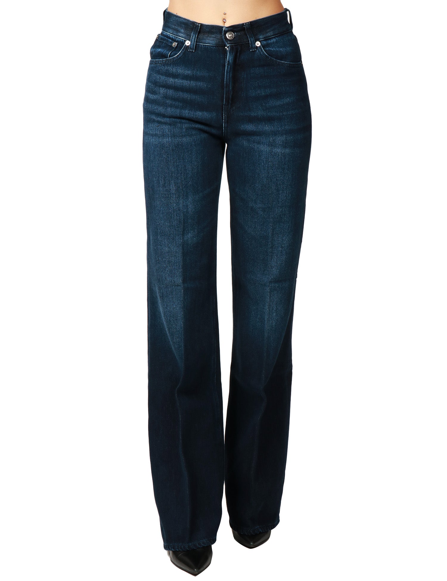 JEANS DONNA DONDUP AMBER LAVAGGIO BLU SCURO GAMBA AMPIA